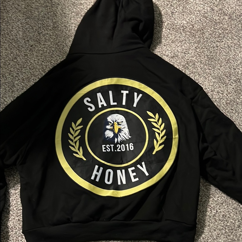 Salty Honey Black Hoodie with Circular Logo